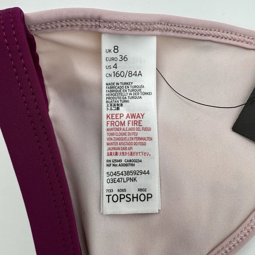Topshop Embroidered Floral Bikini Top Size 4 Pink Halter Swimwear Y2K FairyCore